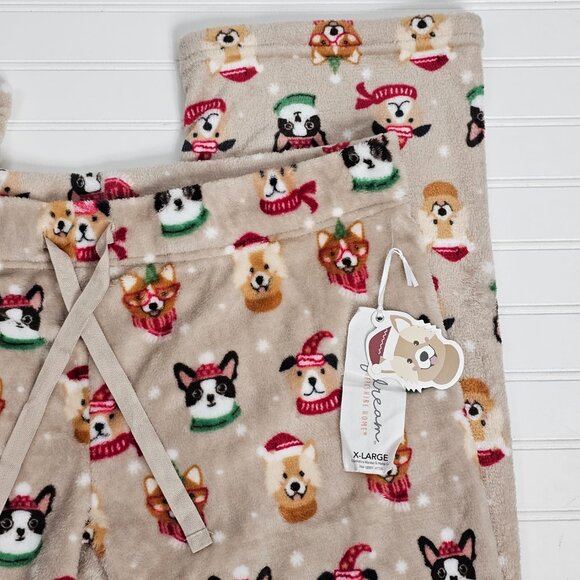 Daydream Plush Ultra Soft Women's Tan Christmas Puppy Pajama Pants Size XL NWT - Picture 4 of 11